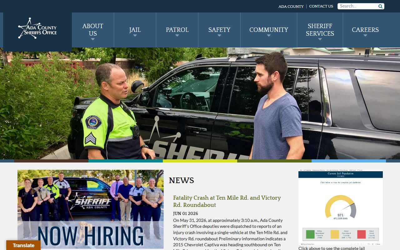 Ada County arrest records Sheriff's Office homepage