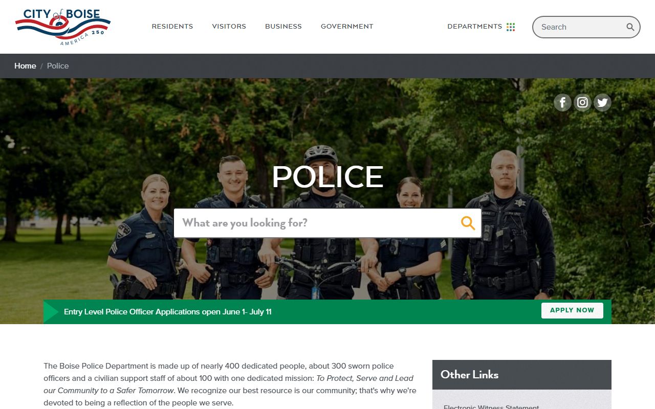 Boise Police Department official page