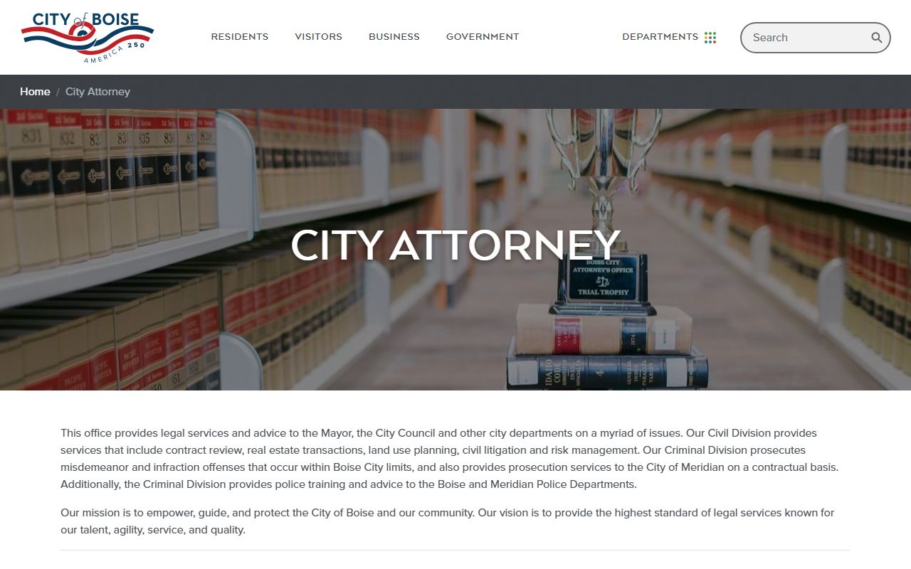 Boise City Attorney criminal and traffic prosecution page