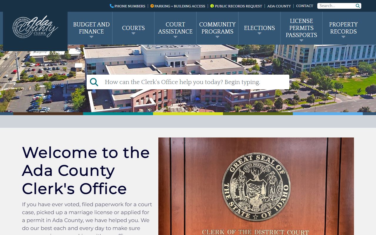 Ada County court records Clerk landing page