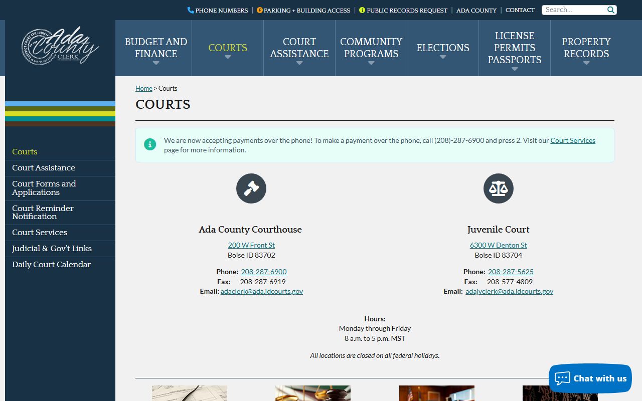 Ada County court records courthouse and juvenile court contacts