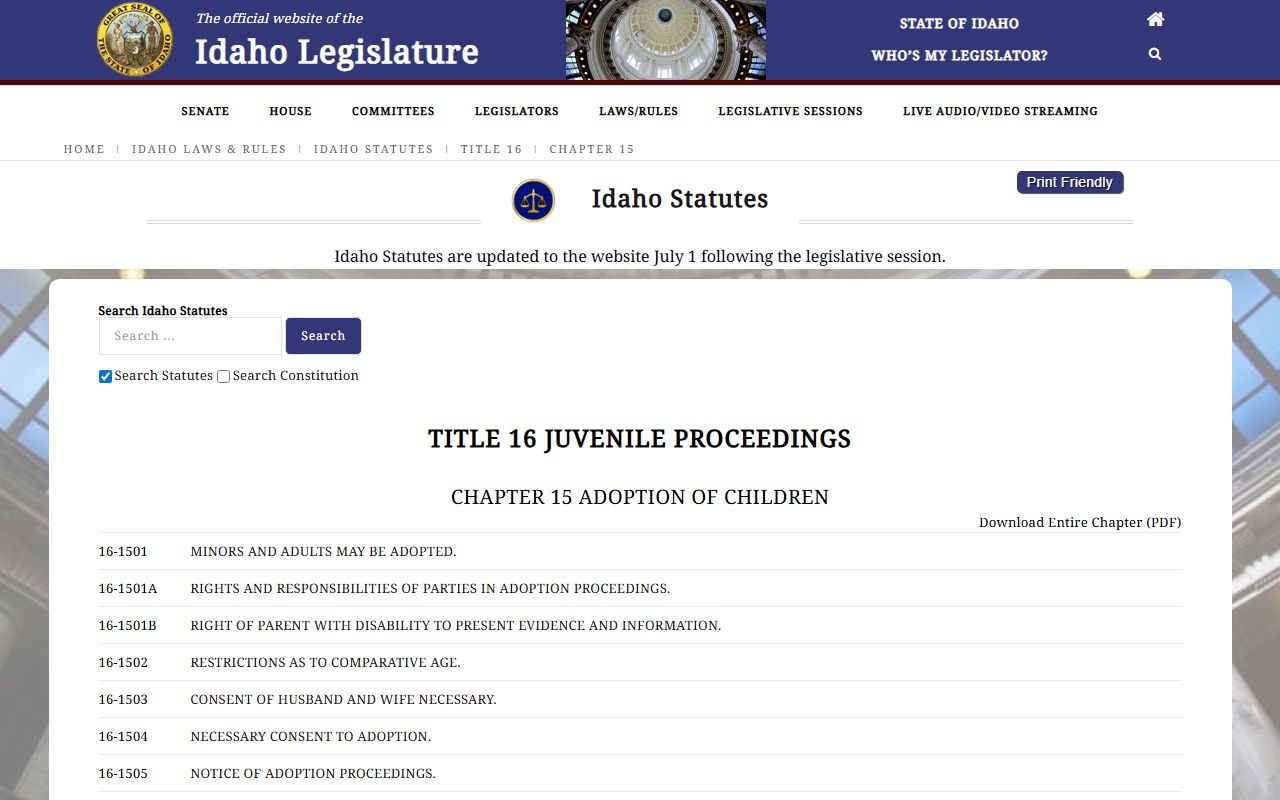 Ada County marriage and divorce records and Idaho adoption confidentiality statutes