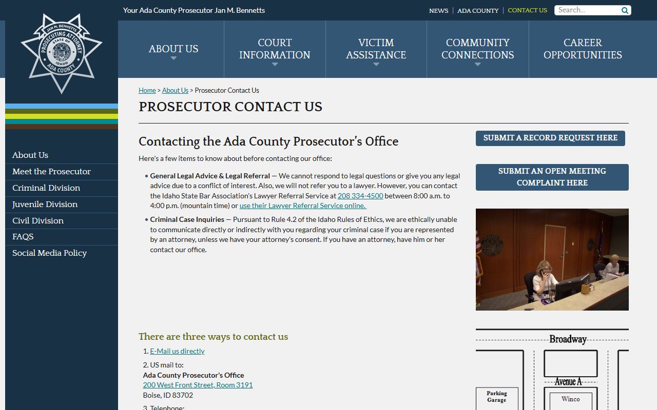 Ada County marriage and divorce records and legal office contact distinction