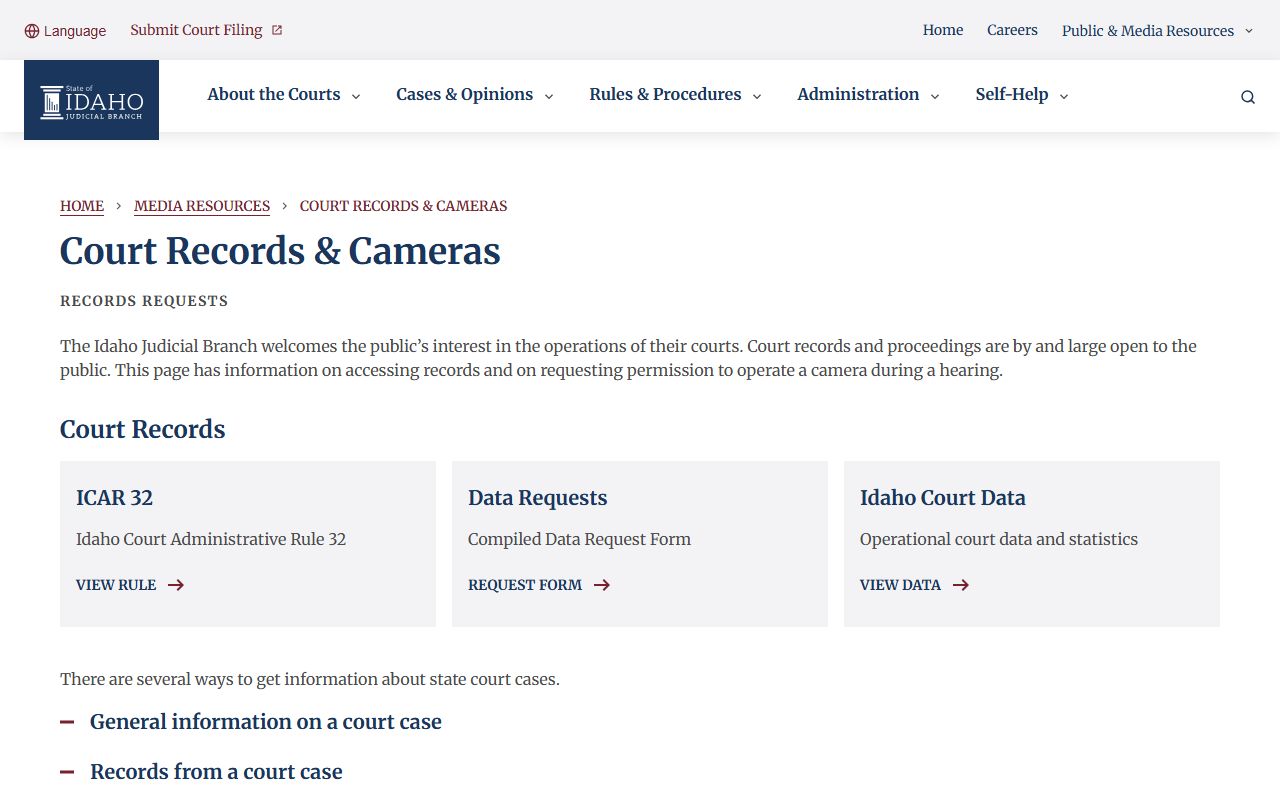 Ada County traffic court records and Idaho court records guidance
