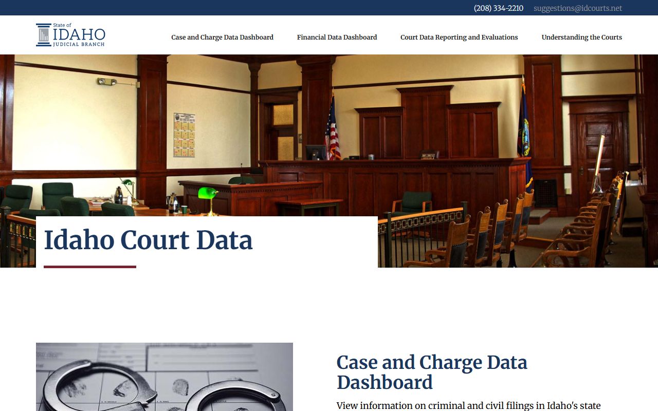 Ada County warrant records and Idaho Court Data dashboards